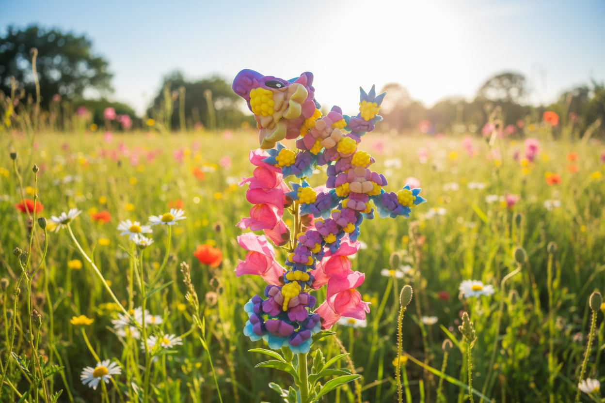 Colorful dragon model with 'Baby Snapdragon Dragon' text on a green and blue gradient background.