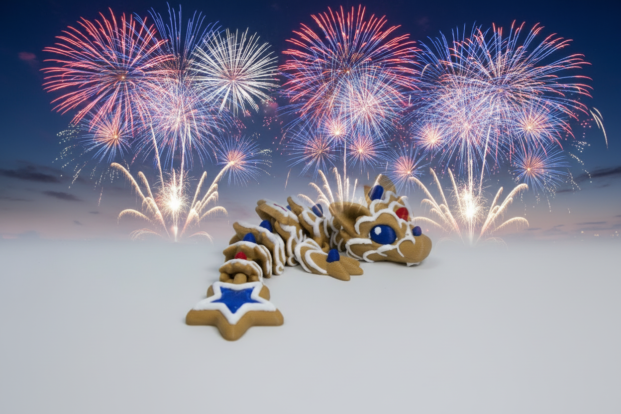 Star-shaped cookie pack with blue stars and red candies on a textured surface